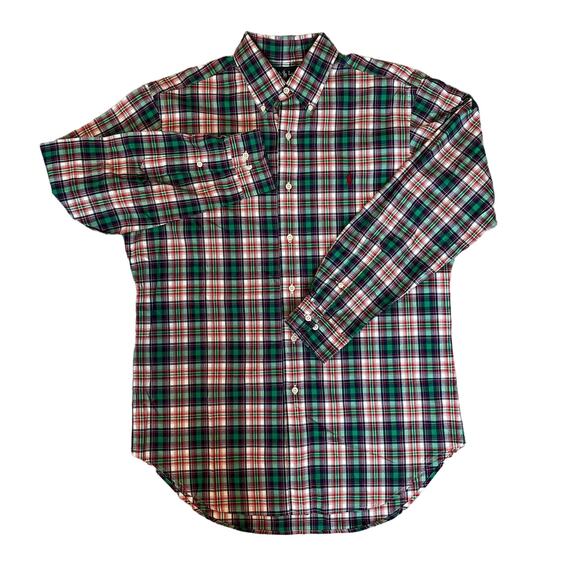 Ralph Lauren Mens 15½ / 32-33 Classic Fit Red Blue Green Plaid Button-Down Shirt - Picture 2 of 7
